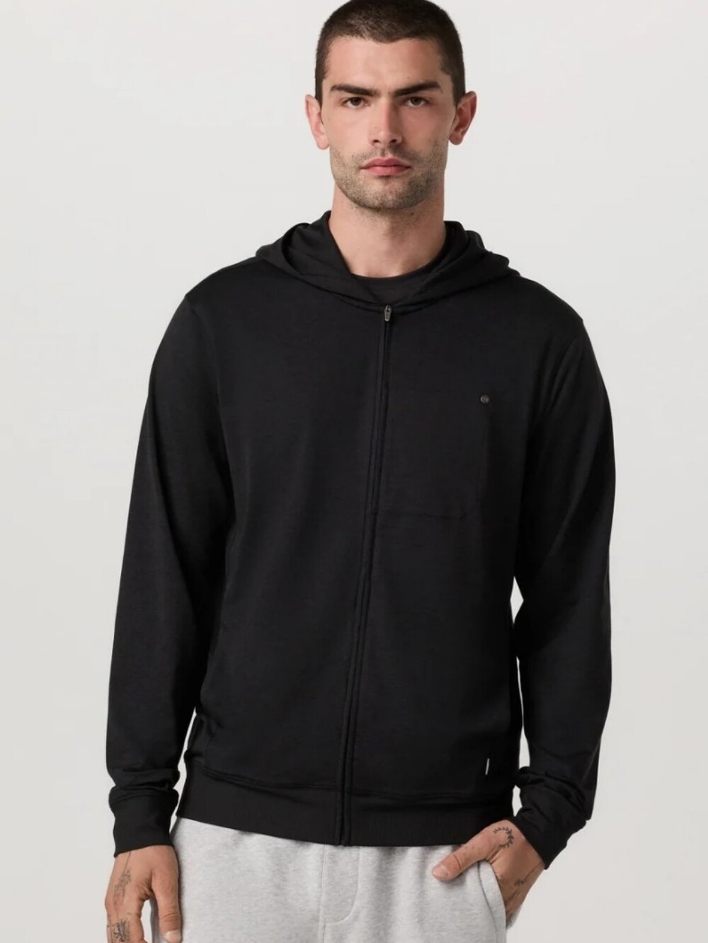 Vuori Men's Black Full-Zip Hoodie Sweater